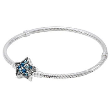 

Original Momemts Bright Star Clasp Snake Chain Bracelet Bangle Fit 925 Sterling Silver Bead Charm Bracelet Diy Fine Jewelry