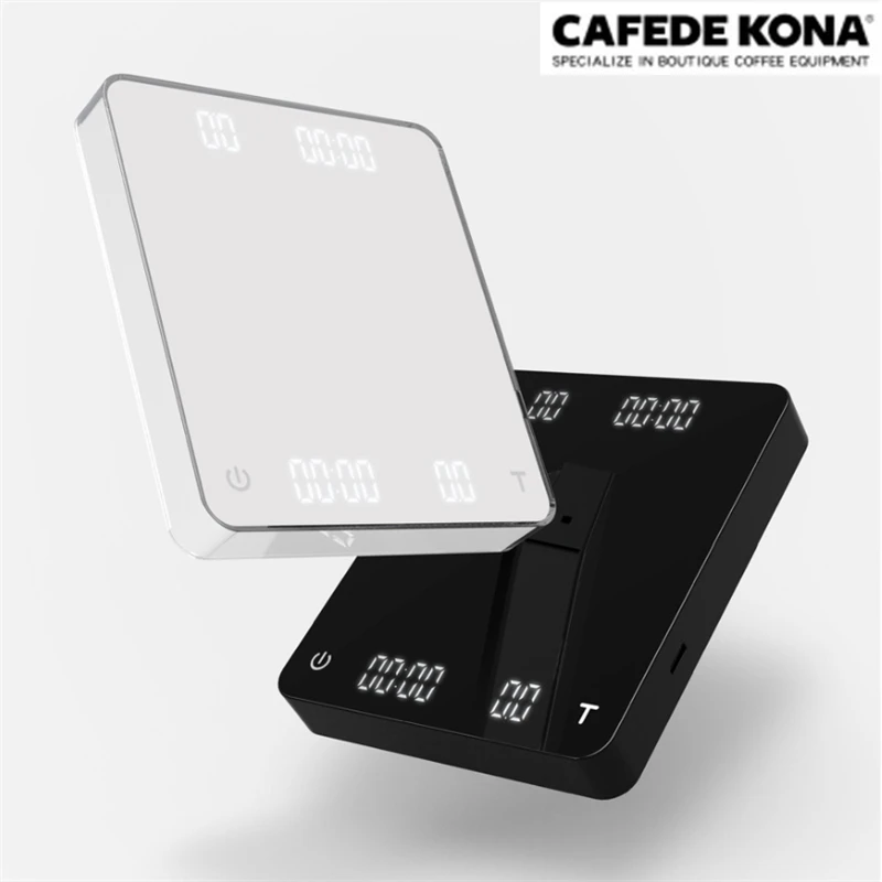 

CAFEDE KONA coffee scale with timer USB dual-screen coffee electronic scale LED smart digital kitchen scale 3KG/0.1g Drip Scale