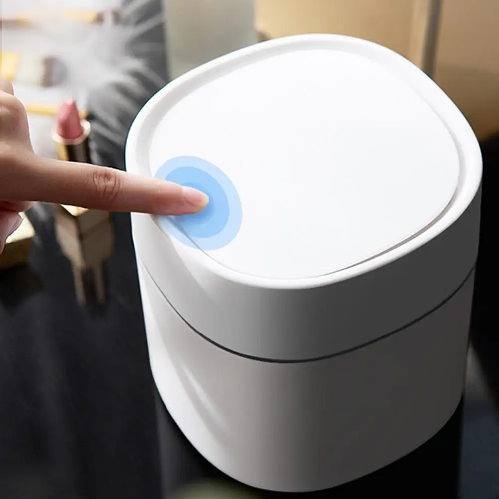 

Mini Double-layer Waste Bins Multi-function Desktop Pressure Capped Trash Box Can Kitchen Office Garbage Storage Bucket 1piece
