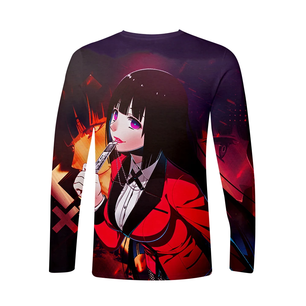 Kakegurui/футболка Летняя футболка с длинными рукавами и принтом Новая футболка модная повседневная футболка с длинными рукавами крутая летняя футболка