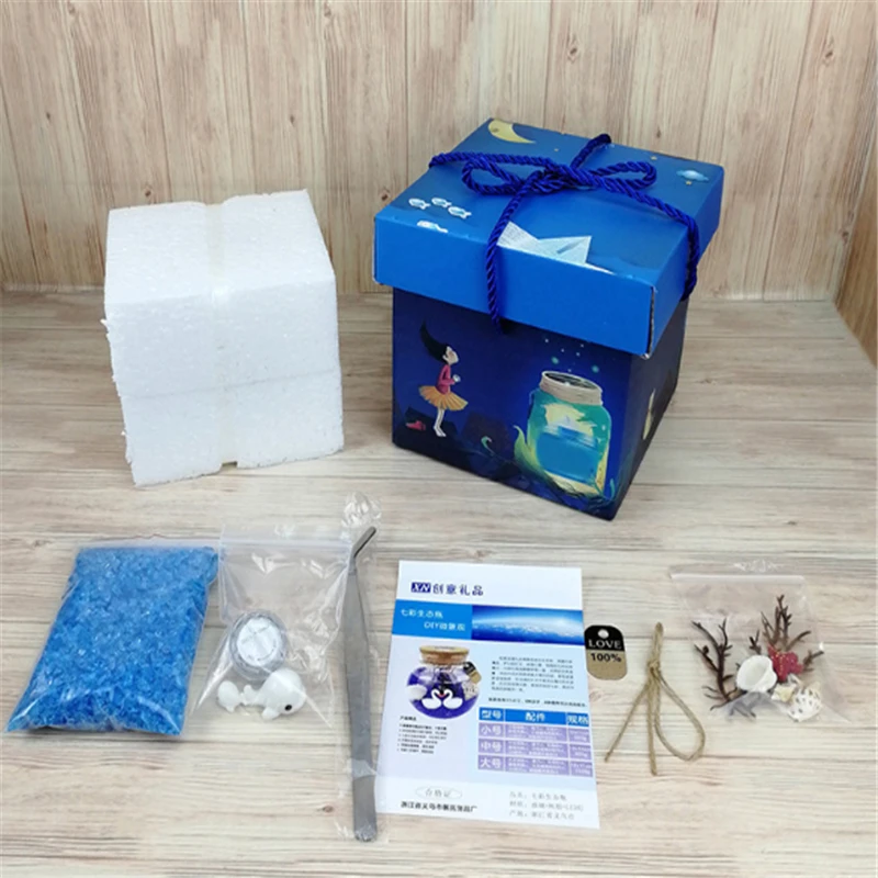 Светодиодная бутылка ночник многоцветная меняющая лампа DIY Океаническая рыба камень морское дно микро Пейзаж Светодиодный Ночник Новинка освещение