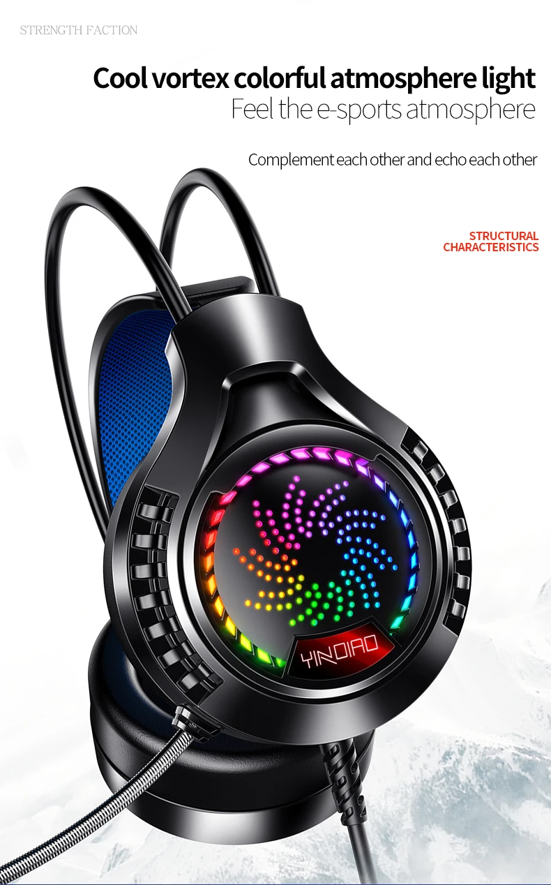 Rgb gaming headset com microfone 7.1 surround