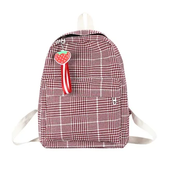 

Backpack Canvas Backpack Women Fashion Outdoor Solid Color Multi-Function Backpack Pendant Strawberry Harajuku Shoulder Bag