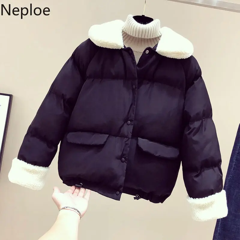 Neploe/Корейская свободная короткая Студенческая зимняя куртка женская плотная модная Лоскутная куртка Abrigos Mujer Invierno Повседневная Casaco Femme 46311