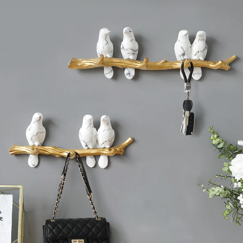 

Wall DÃ©cor Resin birds graft Wall hook kids ornament keys holders rack home coat clothes Towel Hat Handbag Holder bag hanger
