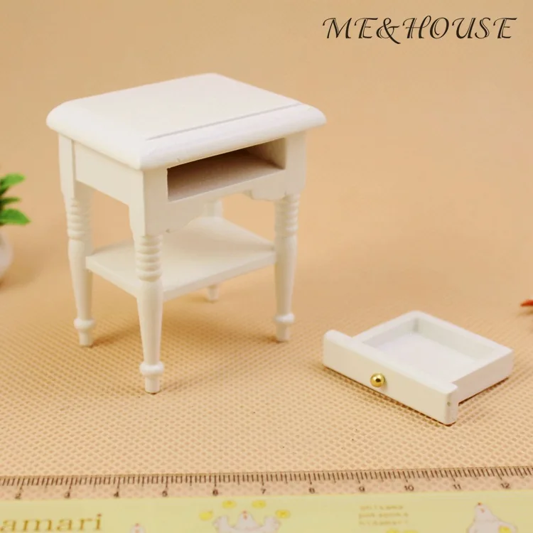 1: 12 кукольный дом спальня игровой дом игрушки украшения мини-модель белая прикроватная тумбочка