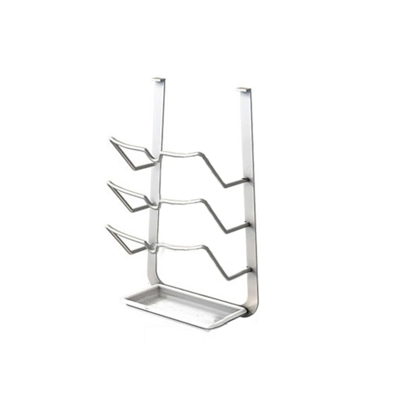 

Wall Mount Pot Lid Organizer Rack Cabinet Pot Lid Holder Organizer with Drain Tray Kitchen Storage and Cabinet Organizer