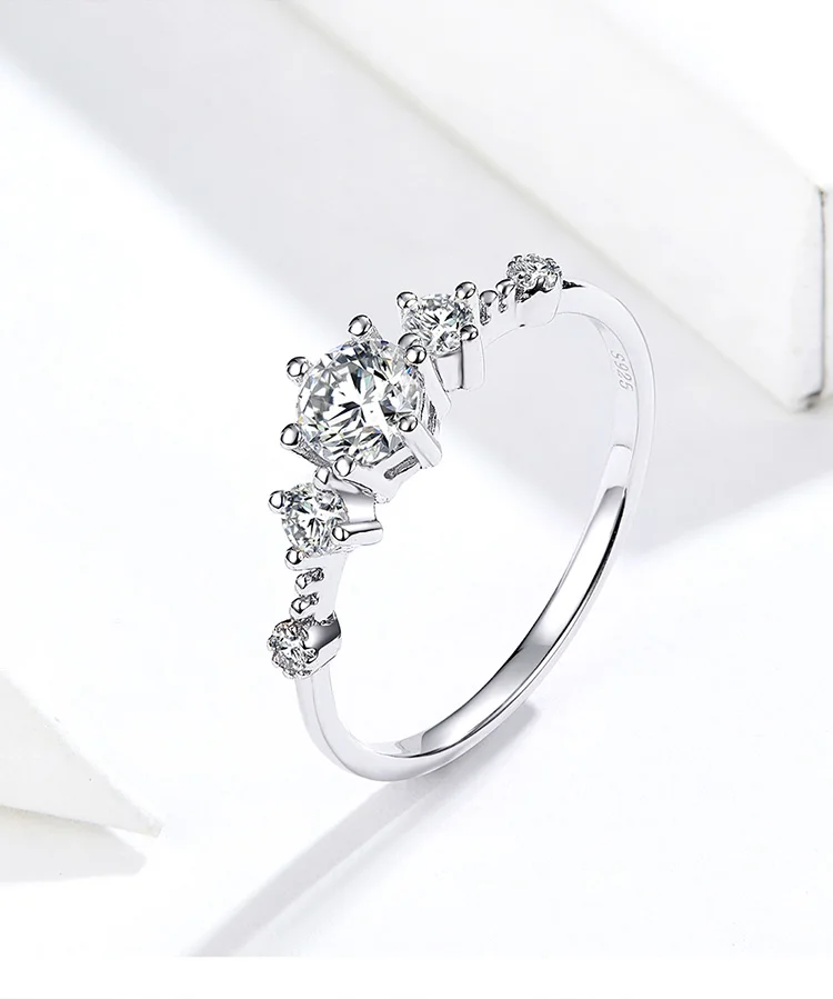 WOSTU Настоящее 925 пробы Серебряное яркое циркониевое обручальное кольцо для женщин изысканное обручальное кольцо для влюбленных хорошее ювелирное изделие CQR568