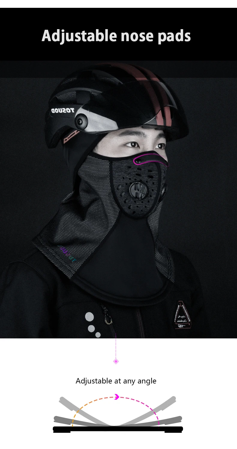 TOSUOD Зимняя Маска для лица, маска для лица, шарф, велосипедная шапка, шлем, подкладка, теплый и морозостойкий головной убор, велосипедное снаряжение
