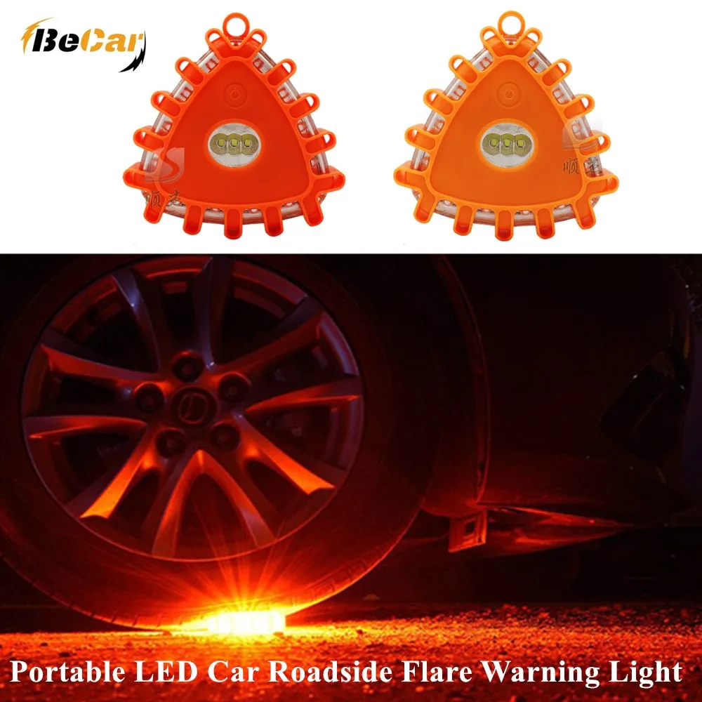 

2PCS Outdoor Triangle Roadside Magnetic Base LED Emergency Light 9 Modes Car Flashlight Flare Flashing Warning Night Lights Disc