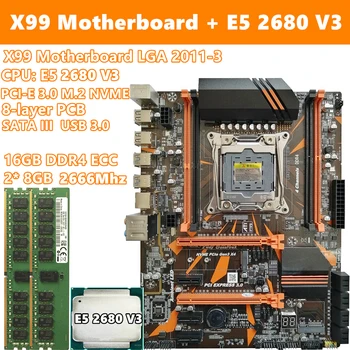 

X99 Motherboard Set LGA 2011 3 For Intel E5 2680 V3 CPU 16GB ECC Server RAM Memory Dual Channel LGA 2011 V3 Mainboard Gaming Set