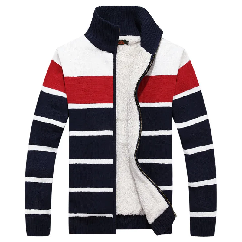 Men Jacket VogueHigh Collar Mens Coat Stripe Knitting Zippers Mens Jackets And Coats Nice Fashion Brand Sweater Winter Jackets