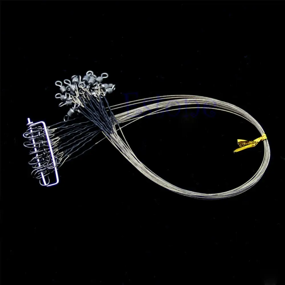 

Set of 20pcs 15cm Fishing Trace Lures Leader Steel Wire Spinner + Printed Connector US Y51D