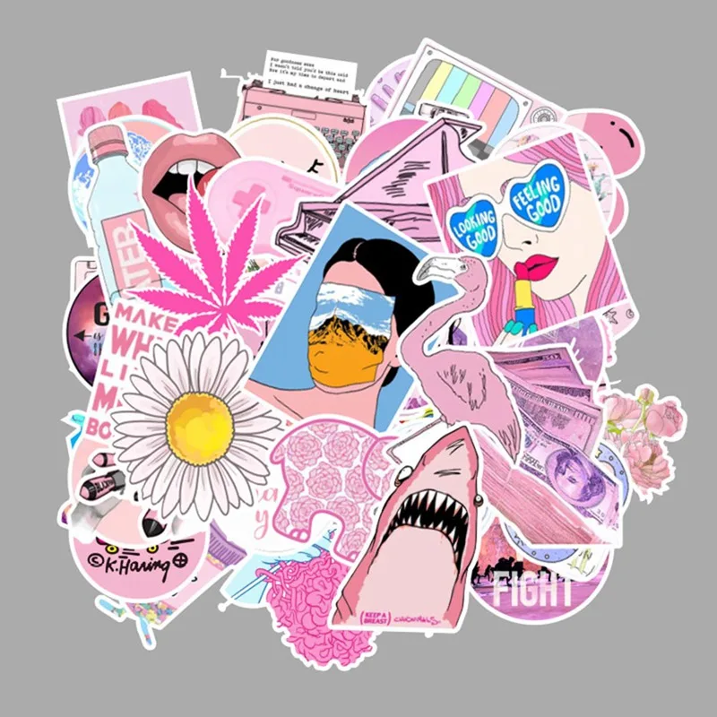 103 pcs/pack Pink Fashion Style Graffiti Stickers For Moto car& suitcase cool laptop stickers Skateboard sticker