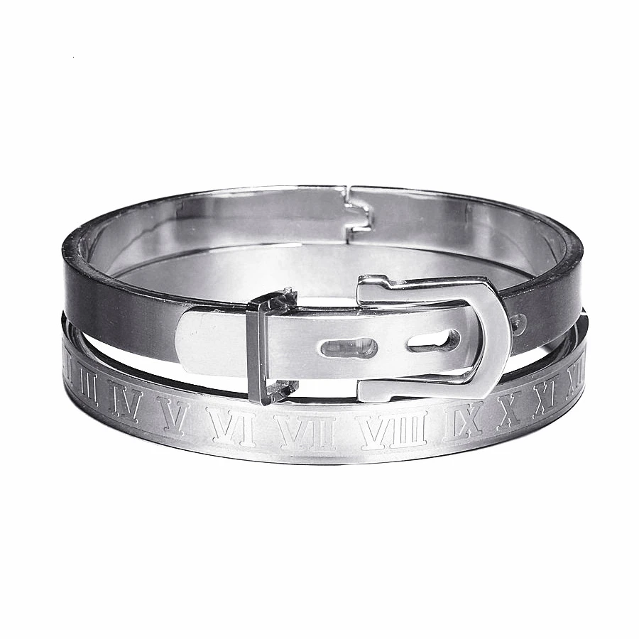 HETICA Roman Numeral Twisted Bangle Bracelet – Stainless Steel Unisex Jewelry For Everyday - View #9