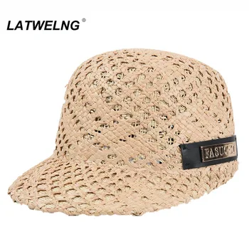 

2020 Fashion Design Hollow Visor Caps Ladies Newsboy Caps Handmade Raffia Couple Sun hat Wholesale S1091