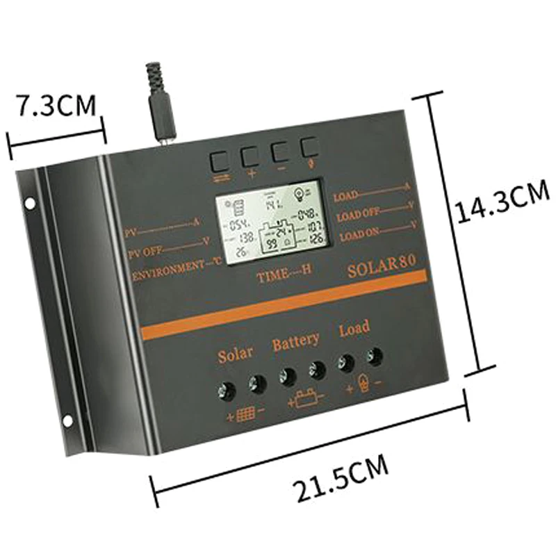 80A PWM блок управления установкой на солнечной батарее 12V 24V Авто Зарядное устройство контроллера ЖК-дисплей Дисплей Панели солнечные Батарея Регулятор зарядки USB 5V