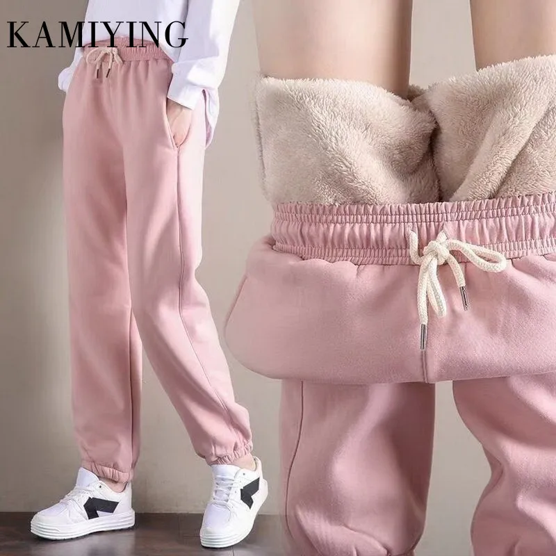 KAMIYING, зимние женские шаровары, спортивные штаны, флисовые брюки, плотные теплые зимние женские спортивные штаны, штаны для бега