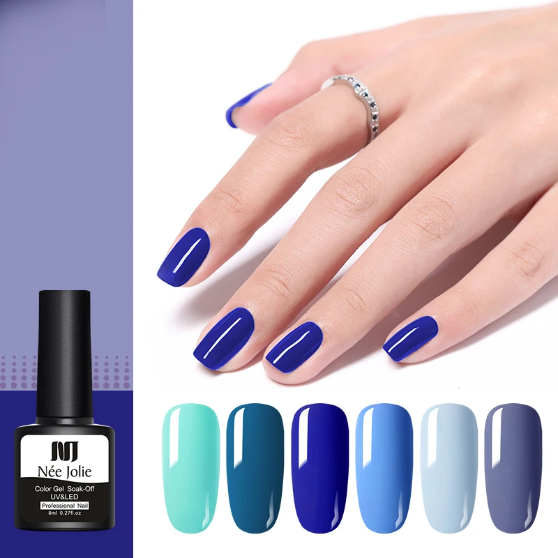 

NEE JOLIE 8ml Blue Series Nail Gel Polish Manicure Semi Permanent Vernis UV LED Gel Varnish Soak Off Nail Art Gel Lacquer