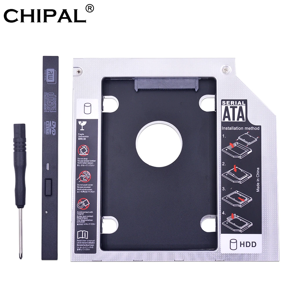 CHIPA алюминиевый Универсальный 2 й HDD Caddy 9 5 мм SATA 3 0 двойной светодиод для