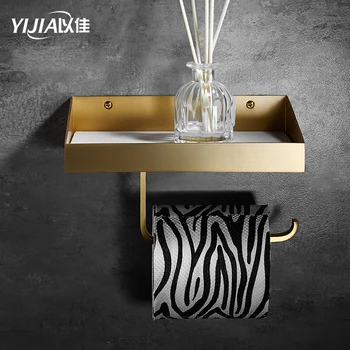 

Brass brushed bathroom wall hanging roll paper multi-function toilet paper toilet rack