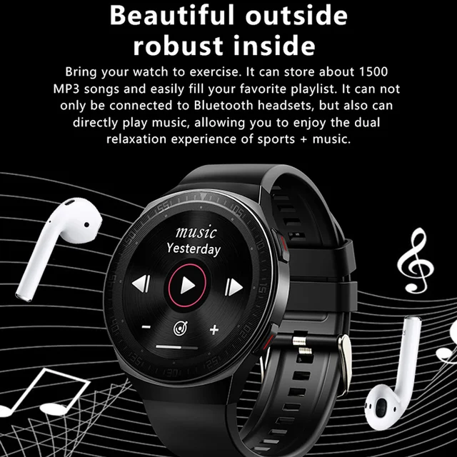 MT-3 8G Memory Music Smart Watch Men Bluetooth Call Full Touch Screen Waterproof Smartwatch Recording Function Sports Bracelet 2