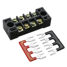 600V 15A 4P Dual Row Wire Barrier Terminal Block Prevent Circuit in Disorder Home Wire Tools with 2 Connector Strips 55*21*17mm