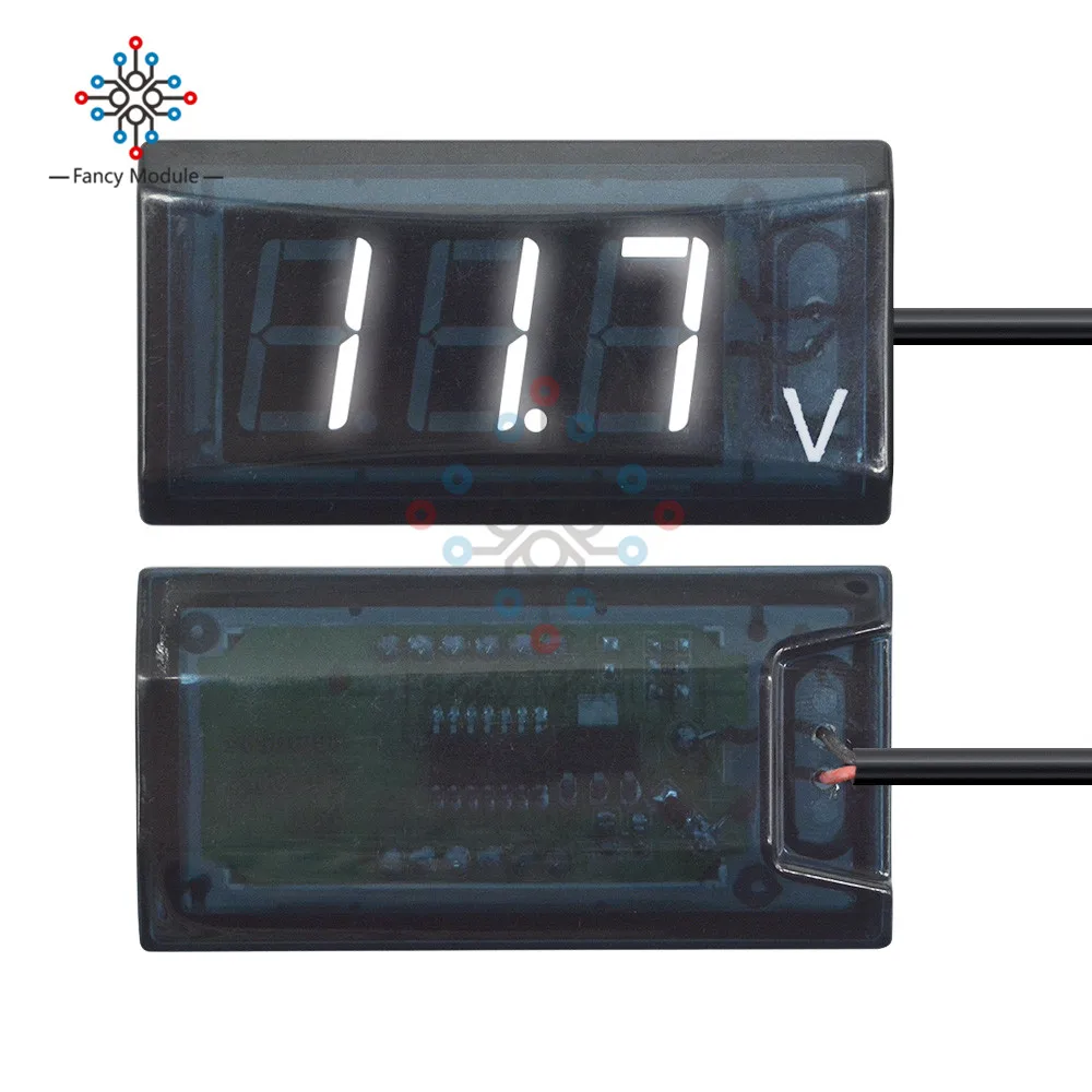 Белый Diymore 0,5" светодиодный цифровой вольтметр постоянного тока 12 В 8-16 В IPX6 Водонепроницаемый тестер напряжения панель детектор с проводами для автомобиля мотоцикла велосипеда - Цвет: Белый
