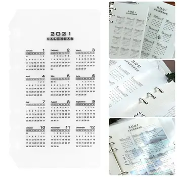 

1 Set 10Pcs A6 6-Ring Loose Leaf Binder Journal Book Notebook 2021 Calendar Flap Insert Pages Calendar Insert Binders Partition
