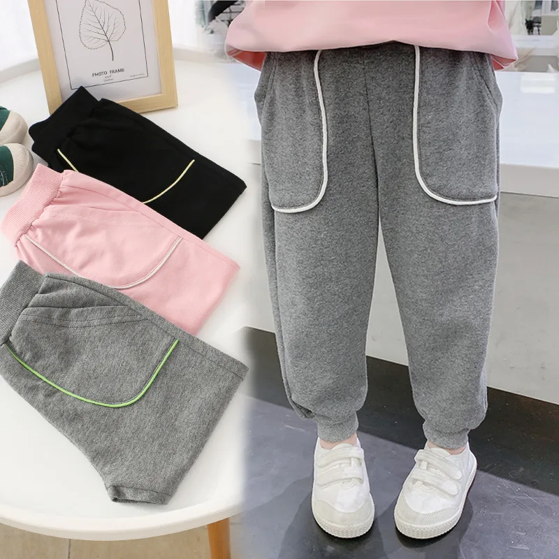 

2020 Autumn New Children's Sport Pants Boys Casual Loose Trouser Cotton Elastic Waist Todder boy Pant Fall Infant Girls Leggings