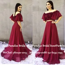 Двухсекционное длинное платье для выпускного вечера с оборками с короткими рукавами, с аппликацией бордовое шифоновое вечернее платье для женщин vestido de festa