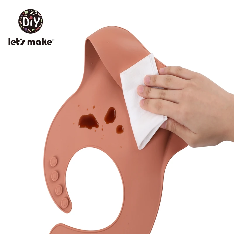 Let's Make Baby Bibs Silicone Waterproof 1PC Button Feeding Baby Stuff For Newborn Children's Things For Boy Bib With Pocket