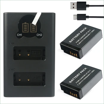 

2PCS LP-E17 LP E17 Battery + Dual USB Charger for Canon EOS M3 M5 M6 Rebel SL2 SL3 T6i T6s T7i T8i Kiss X8i X9 X9i X10
