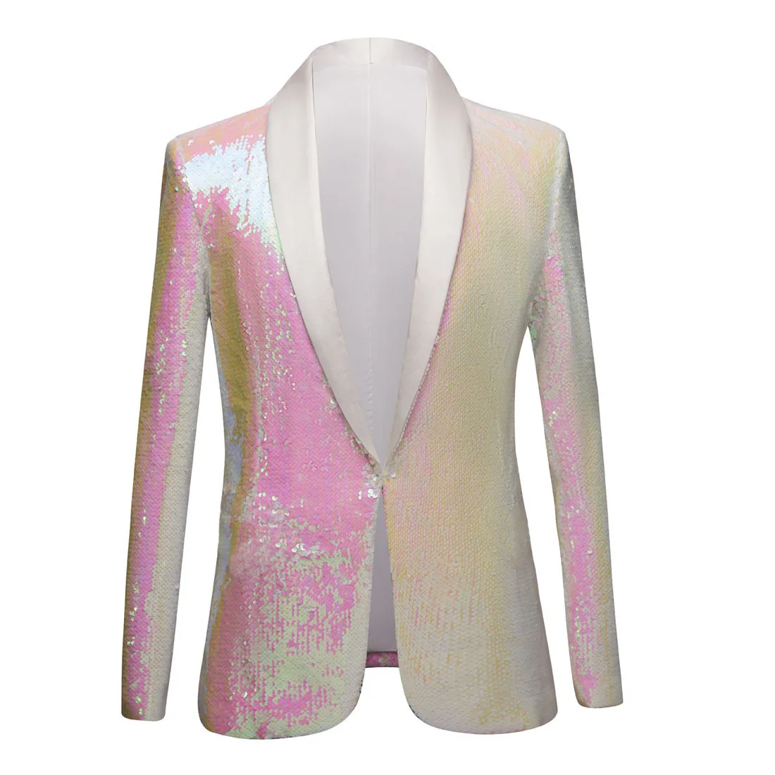

Мужской официальный пиджак с блестками, однотонный Блейзер розового и белого цвета для празднования вечеринки, свадьбы, певицы, выступления на сцене, костюм, жакет
