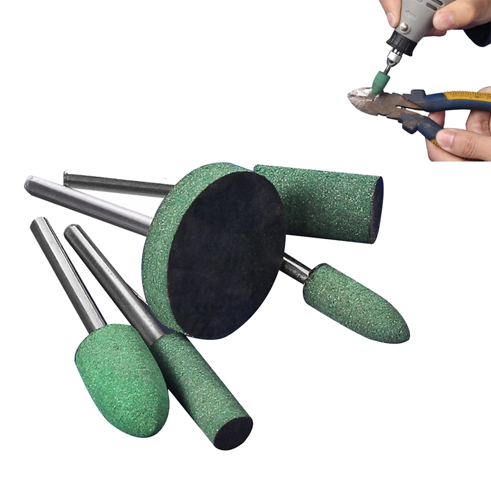 Cabezal de molienda de punto montado de goma para acabado de molde, pulidor giratorio, herramientas de molienda de goma, 5 uds., herramientas de cabezales
