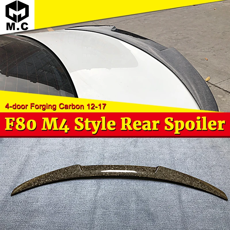 For BMW F80 M3 4DR Hard Top Rear Trunk Duckbill High kick Extended Spiler Wing Add on Style M4 Look Forging Carbon Fiber 2012-18 |