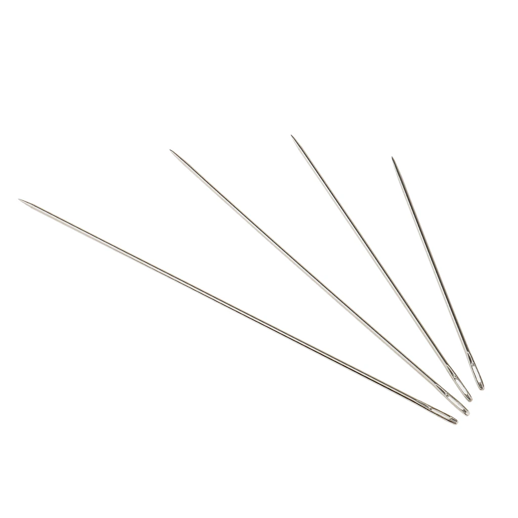 4Pcs Stitching Needles with Eye Hand Sewing Needles for Leather Projects 10 12.5 15 17.5cm
