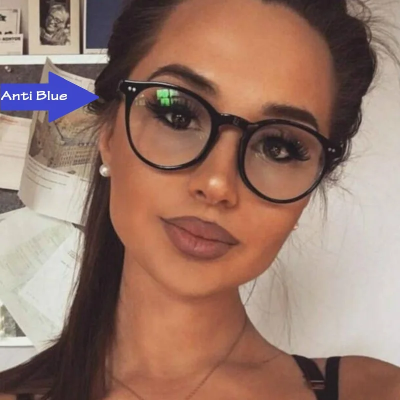 

Anti Blue NEW Round Eyeglasses Women Men Computer blue light blocking glasses Radiation Goggles Spectacles Clear Lens