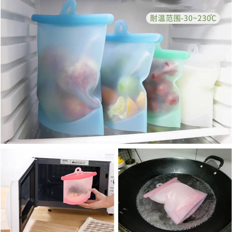 Многоразовый силиконовый мешок для хранения еды Ziplock силиконовые пакеты