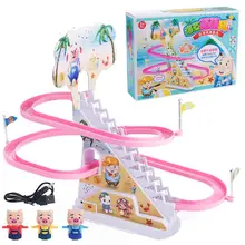 Kuulee Piggy Электрический рельсовый подъемный лестничный игрушечный светильник ing Music Ramp Racer Игрушки для малышей гоночный автомобиль игры светильник музыкальная дорожка горка