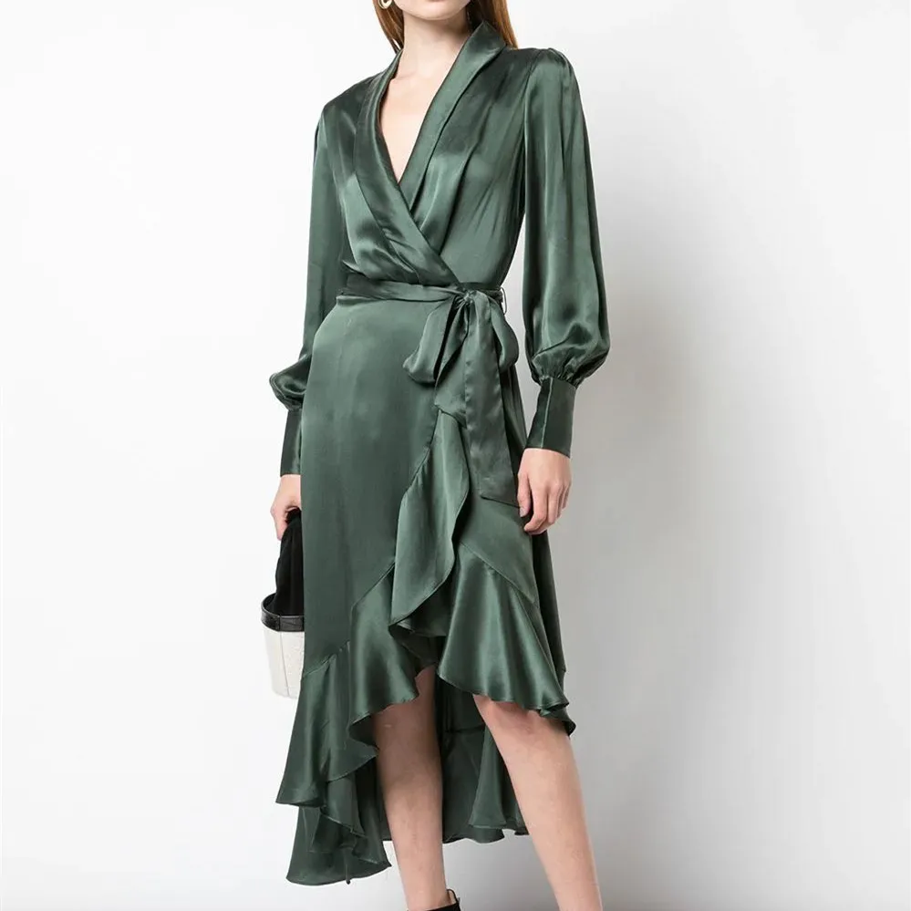 Silk Satin Wrap Dress Best Sale, UP TO ...