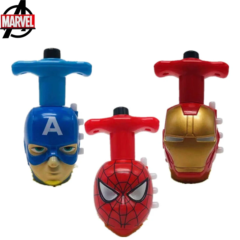 Светодиодный светильник с гироскопом Marvel, музыкальная мультяшная модель, Железный человек, Человек-паук, Капитан Америка, игрушка, светящаяся в темноте, игрушки в подарок для детей