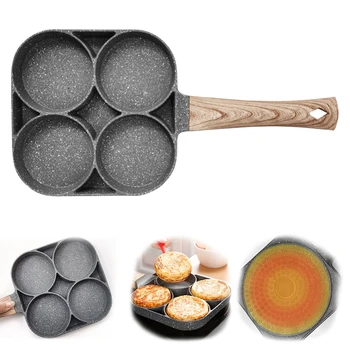 

4 Hole Frying Pot Thickened Omelet Pan Non-Stick Egg Pancake Steak Pan Cooking Egg Ham Pans Breakfast Maker Cooking Pot