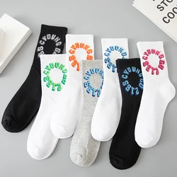 Fashion Letters Printing Socks Korea Street Harajuku Skateboard Crew Trend Hip Hop Men Women Couples Sports Cotton White Socks