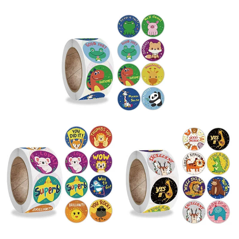 

500pcs Cute Animal Stickers Reward Kids for Package Seal Labels Cool Skateboard Stickers for Scrapbooking Cards Craft Labels