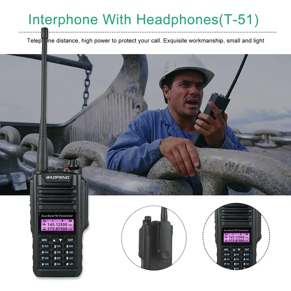 

Baofeng UV-9R Walkie Talkie With Earphone Lightweight Sound Loud Full Manual Operation Large Capacity Channel Storage Rich