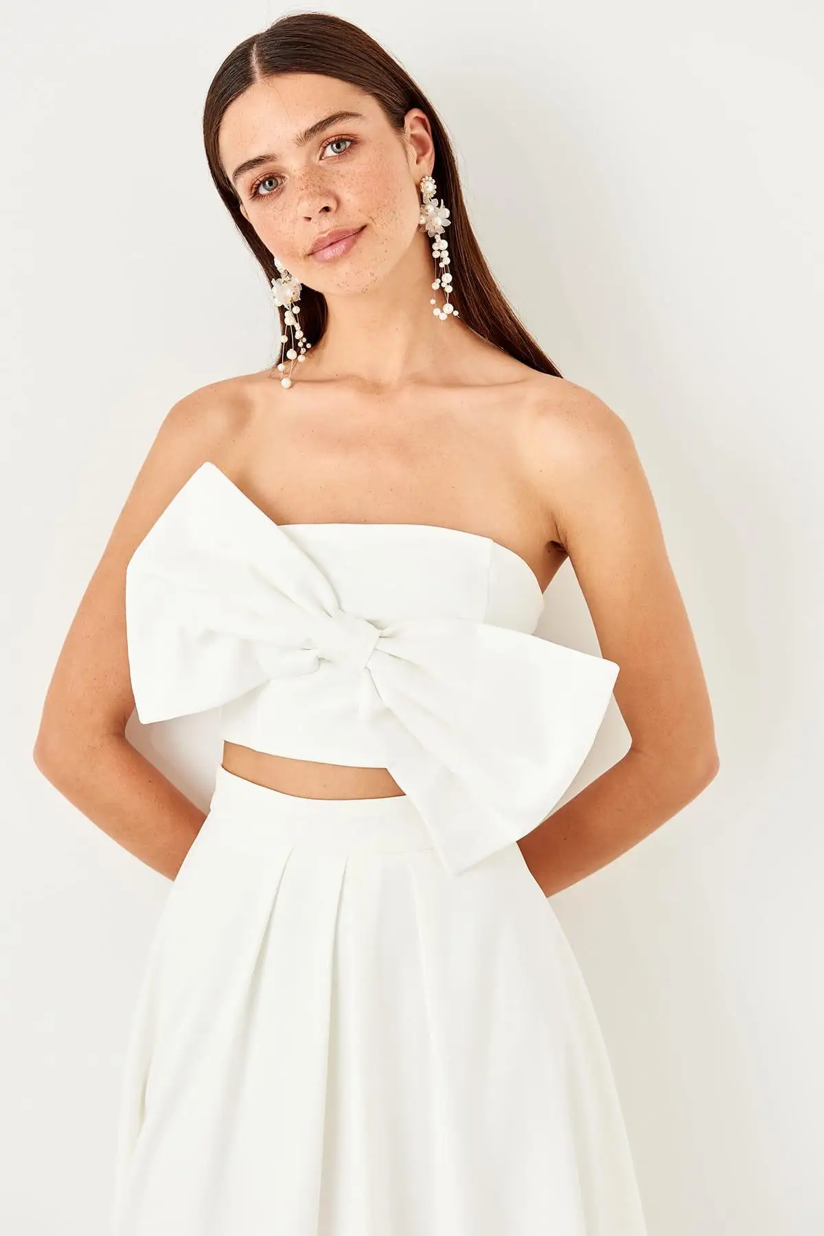 Trendyol сырой белый лук detayli Bluz TPRSS19FZ0359 |