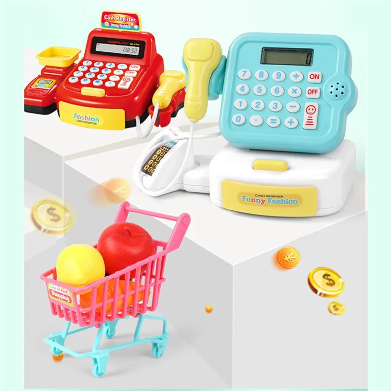 Cash register toy set Kids Pretend Toys Simulation Cash Shopping Cashier Role Play Game Set juguetes #4O21 (5)