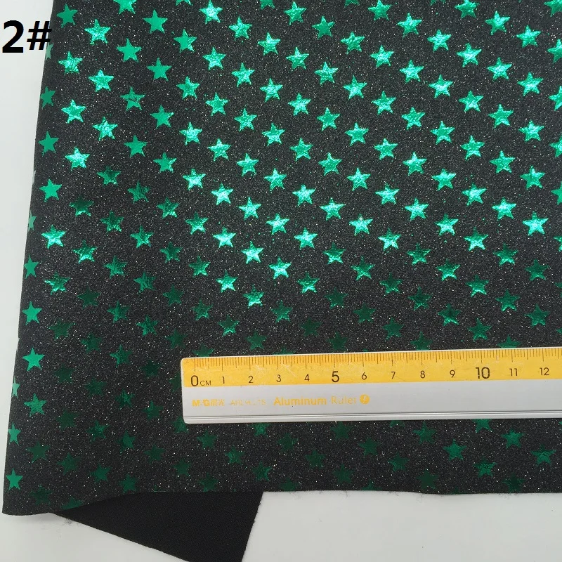 2 Мини рулон 30x134 см зеленая синтетическая кожа, блестящая ткань с напечатанными звездами рулон для изготовления луков LEOsyntheticoDIY SK293 - Цвет: 2