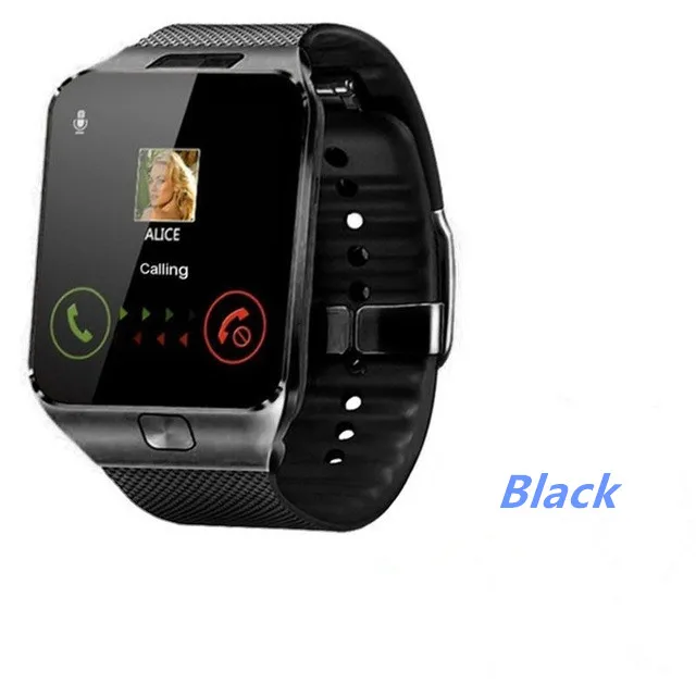 Умные часы с сенсорным экраном DZ09 высокопиксельное bluetooth-соединение для совершения звонков SIM GSM для Ios Android телефон поддерживает мульти-лангу - Цвет: Black